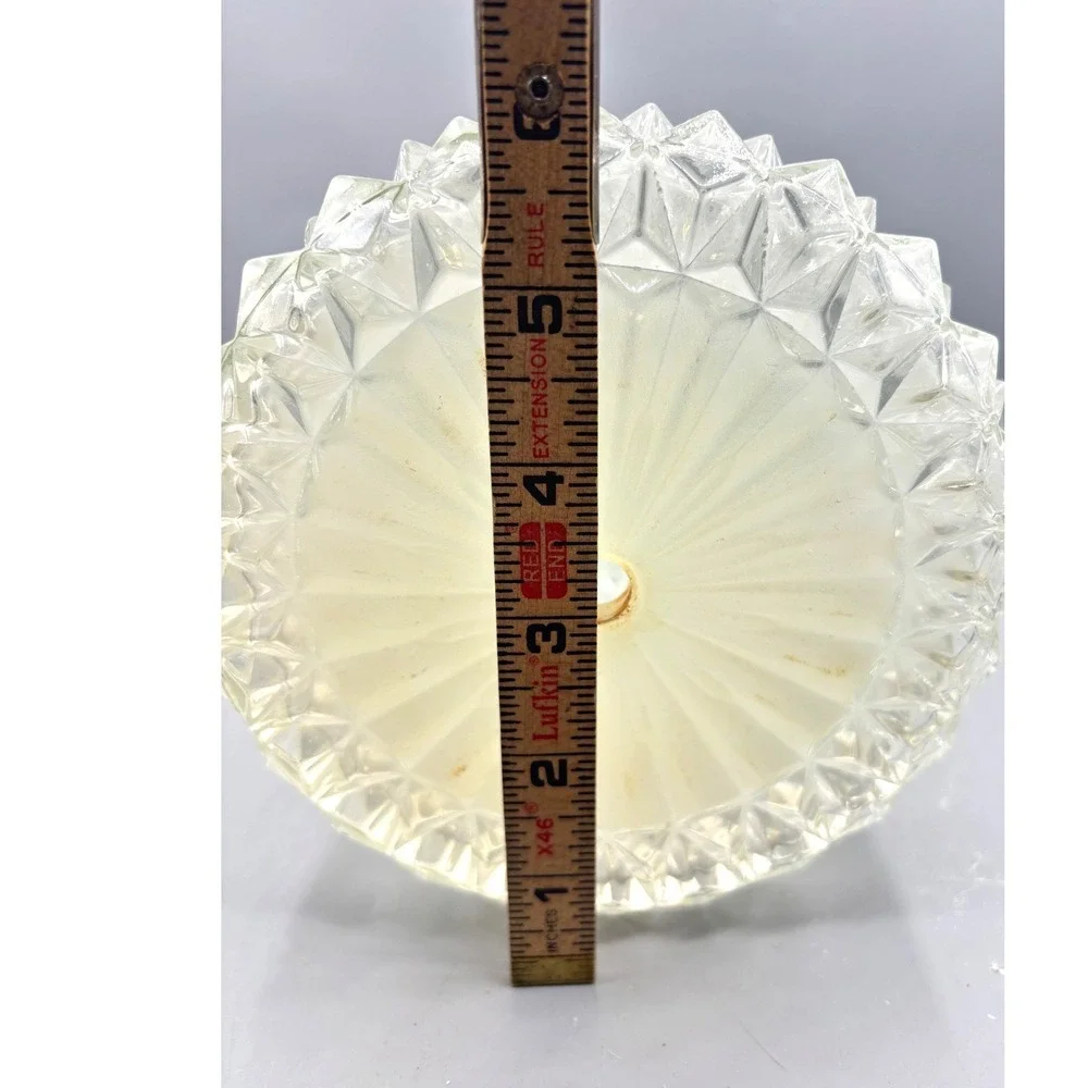 Vtg‎ Frosted Glass Cylinder Lamp Shade Diamond Prism Geometric 13.5 Inch